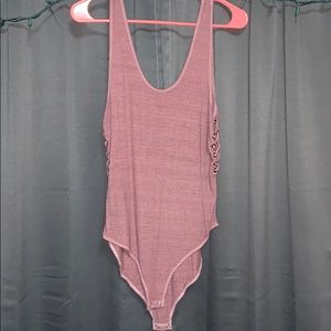 Mauve lace up side body suit